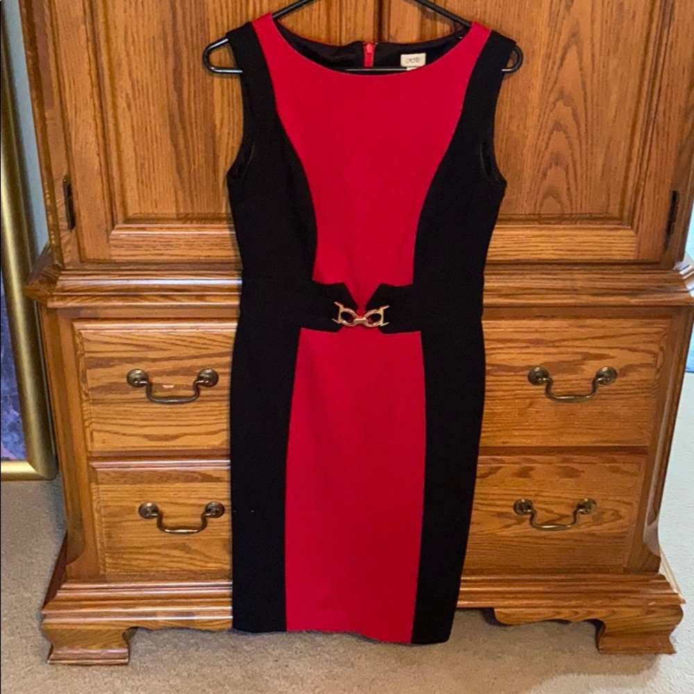Red and black cocktail dress